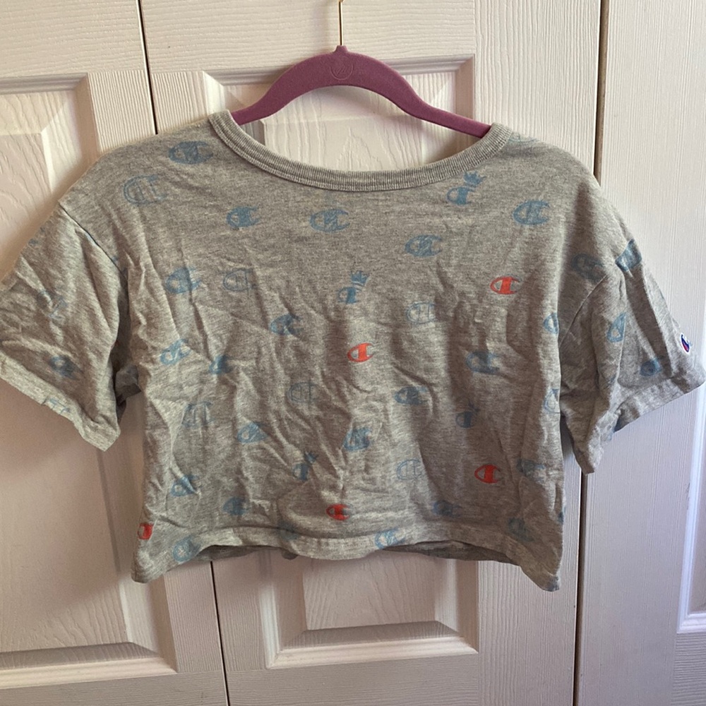 A cropped champion t shirt